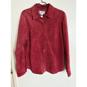 VTG Pendleton Red Suede Leather Jacket Long sleeve Button Up Women’s Size Large